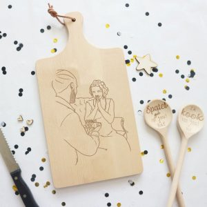 Handgetekende illustratie op broodplank