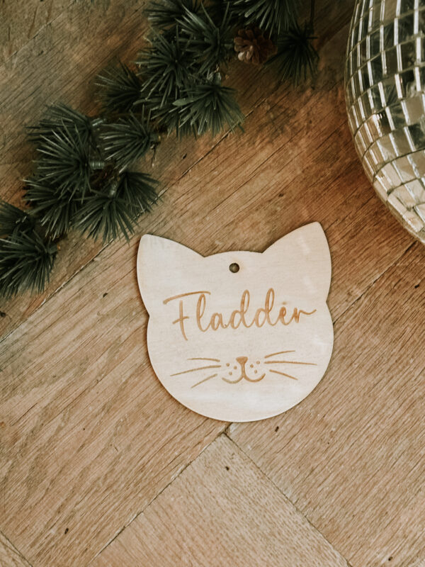Katten kersthanger - gegraveerd